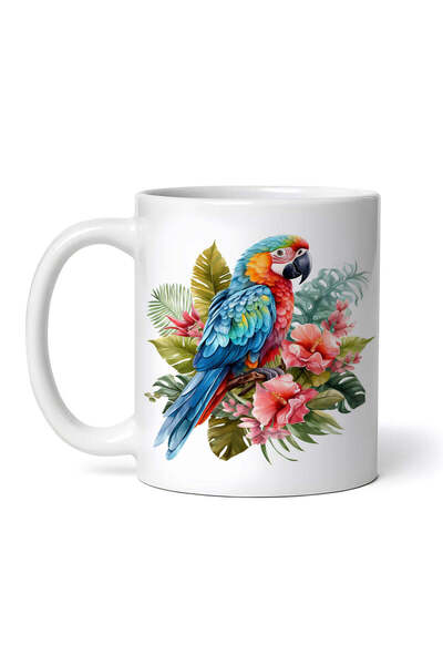 OEM Cană albă personalizată, Papagal colorat într-o grădină exotică, INOVATIX...