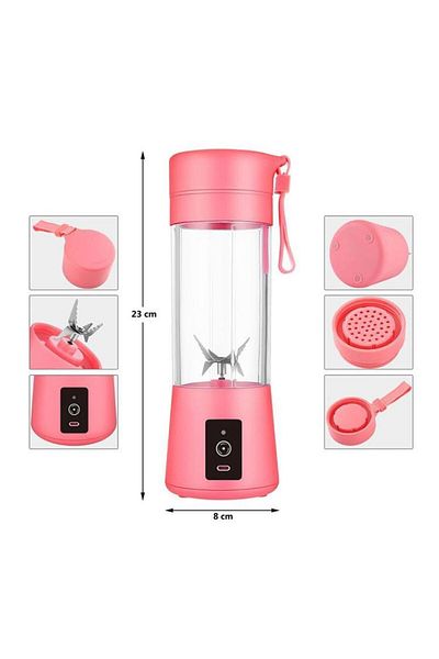 MACVI Macvi® Electric Mini Blender, 75 W, 1x USB, 380 ml, Pink