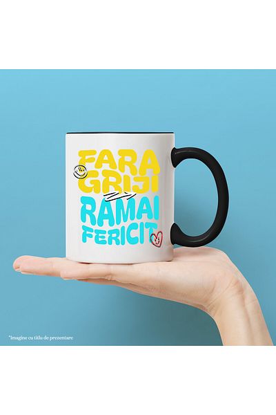 StoryGift Romania Mug with Motivational Text Relax Without Worries Stay Happy, Ceramic, 330ML, with, with, STG.