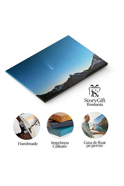 StoryGift Romania Tablou Canvas Vedere Pictoreasca Nocturna A Varfului Monte Bianco Monte Bianco, Munti, Spatiu,