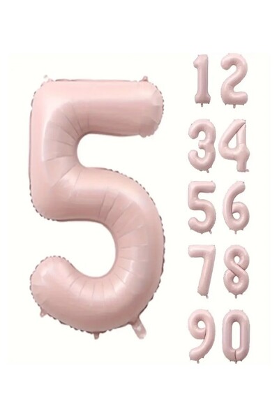 party mix 70 cm Vintage Soft Pembe Rakam Folyo Balon | Parti & Doğum Günü Süs...
