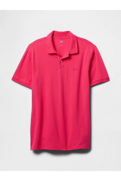 GAP Λογότυπο Piqué Polo Neck Ανδρικό T-Shirt φούξια