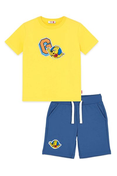 Haribo Boy's Combed Cotton Shorts Suit / Yellow - Blue