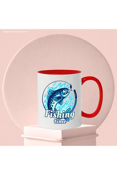 StoryGift Romania Mug With Message In English Fishing Time, Fish, Fishing, Water, Multicolor 330 ml, C, Cu, STG.