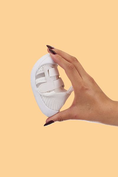 Mumenim Wisil Girl/Boy & Baby Velcro Comfortable Flexible Non-Slip Orthopedic Sole White Sports/First Step Shoes