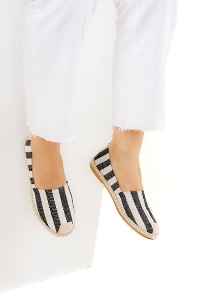 Fox Shoes Black White Striped Women's Shoes D280250005