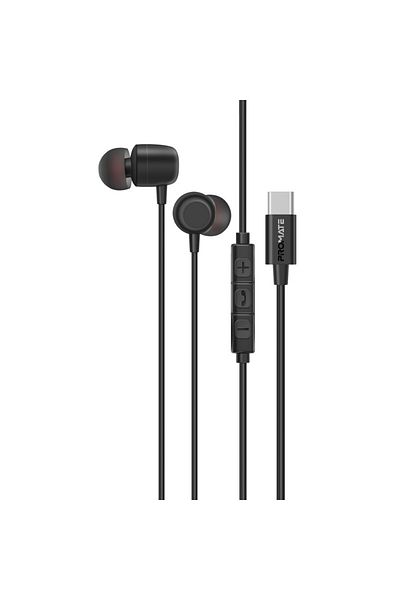 Promate High Fidelity In-Ear Wired Stereo USB-C Earphone with ENC Mic, Inline Controls, Durable Meta