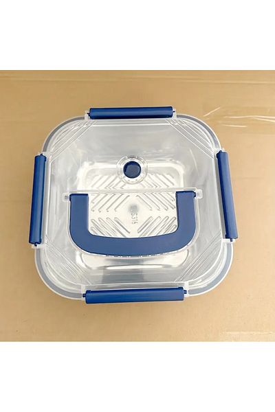 esdekor 57.48 Ounce Fresh Lid with Blue Lid Stainless Steel Food Storage Container