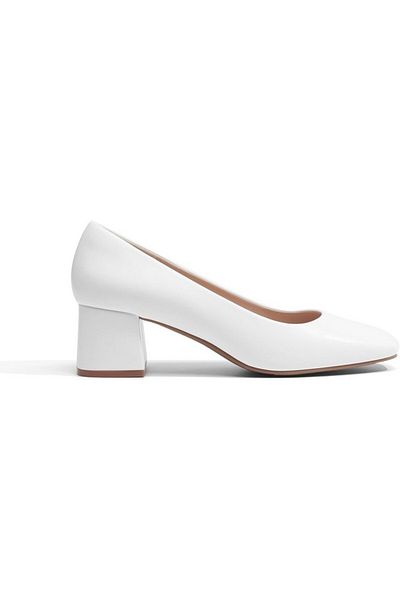 Dream Pairs Pantofi albi cu toc jos si patrat si varf patrat dama, marime 41, DREAM PAIRS