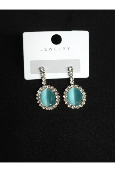 Avcıoğlu Aksesuar أقراط نسائية على شكل عين القطة بيضاوية من حجر الزركون الكري...