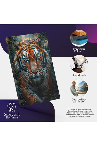 StoryGift Romania Canvas Painting 90 x 60CM The Tiger's Smooth Step in Search of Prey and Its Vibr Stripes,STG.
