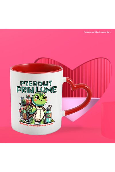 StoryGift Romania Turtle mug, traveler lost in the world, nature lover, 330ml, Ceramic with Man, With, STG.