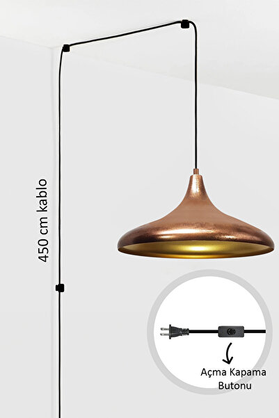 Bamyum Champion Patina Fişe Takılabilir Tekli Avize Sarkıt Salon Ofis Oturma ...