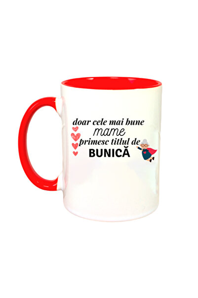 OEM Cană personalizată cu mâner roșu „cele mai bune mame primesc titlul de bu...