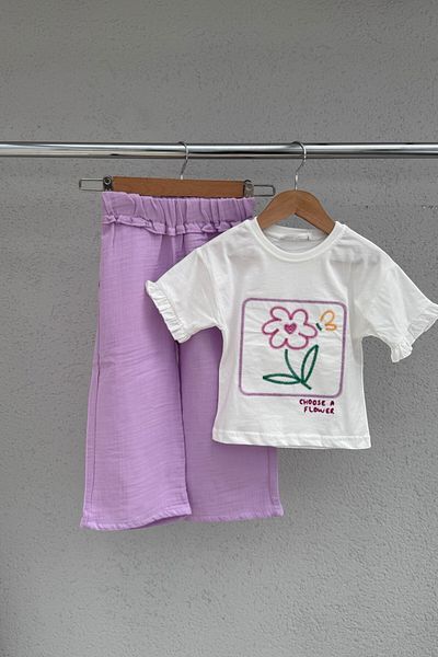 KALBEN ÇOCUK 100% Cotton Embroidery Detailed Girl's Set (3-10 Years)