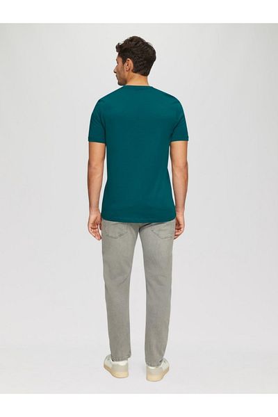 s.Oliver Men's Cotton Crew Neck T-shirt, Logo, Turquoise, Xl