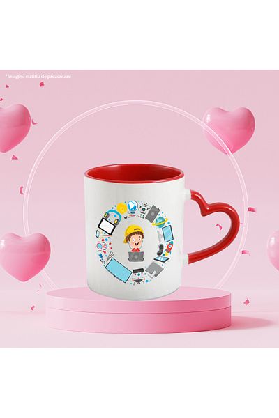 StoryGift Romania Mug With Boy, Technology, Gadget, Robot, Laptop, Television, Tablet, VR, Multic, With,STG.