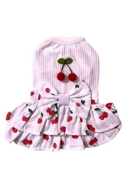 GedyCo Cherry White Small Breed Dog Dress