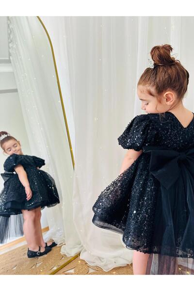 Hly Karol Tasarım Siyah Taşlı Vintage Kız Bebek Elbise,Doğum günü elbise,fotoğraf çekim elbise,1-11 Yaş Uygun