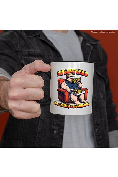StoryGift Romania Mug Man eating pizza I'm not fat, just a little round, 330ml, Ceramic with Handle, With,STG.