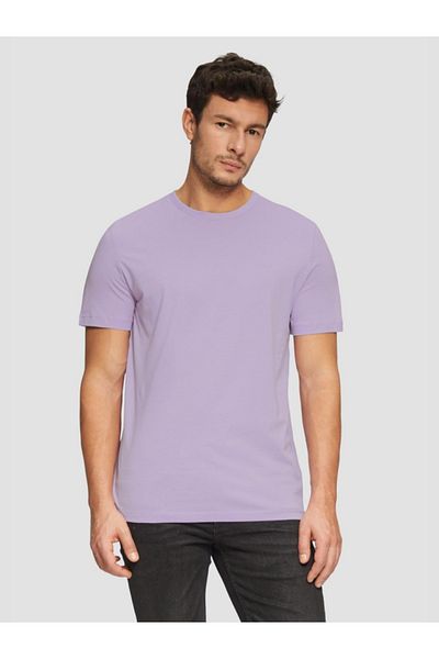 s.Oliver Men's Cotton T-shirt With Crew Neck, Logo, Lilac, 2xl
