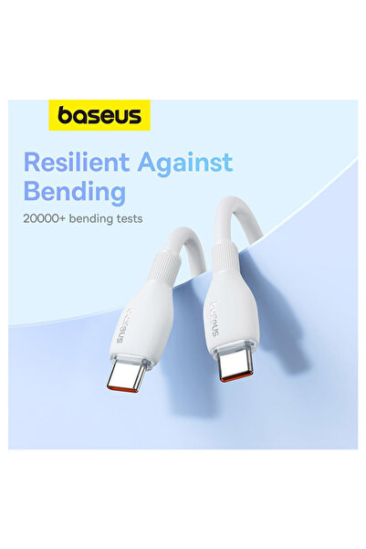 Baseus Pudding Hızlı Şarj Özellikli Type-C to Type-C 100W Kablo 1.2m. Beyaz
