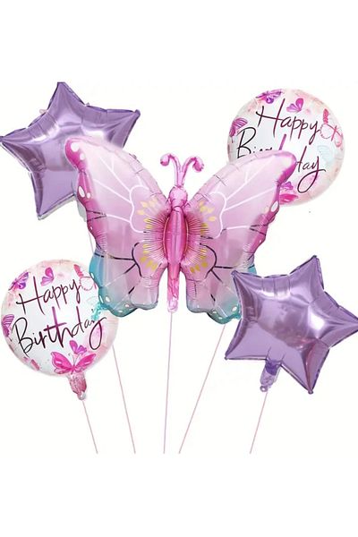 Çemrek Süs Parti Butterfly Foil Balloon Set 5 Pieces
