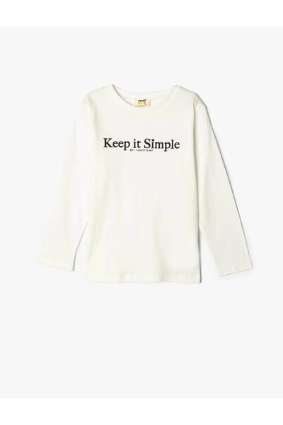 Koton Екру момичешка тениска с дълъг ръкав 5WKG10269AK