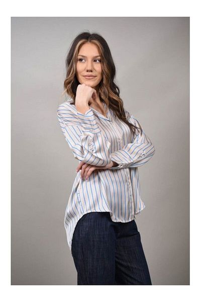 FASHIONLAND CAMASA SATINATA IN DUNGI NEBULANTEZZA TALIE UNICA Albastru
