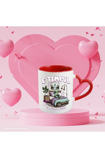 StoryGift Romania Old Frog Mug Nighttime Reading Routine, 330ml, Ceramic with Red Heart Handle, With,STG.
