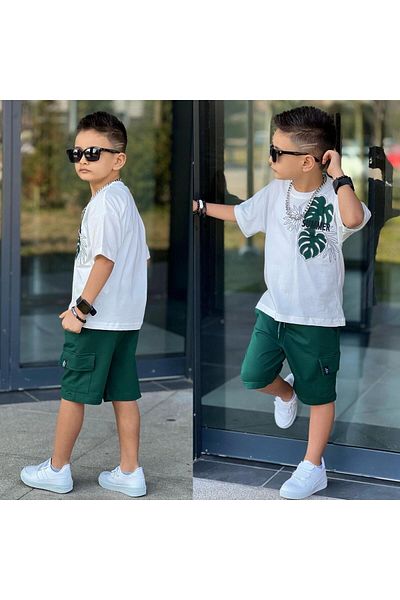 RAPAPA Boy's Summer Shorts Set - Summer Themed 2-Piece Combination (T-Shirt + Shorts) 11646Y