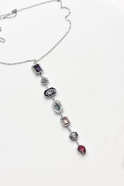 New Obsessions Crystal 7 Stone Luck Chakra Steel Necklace
