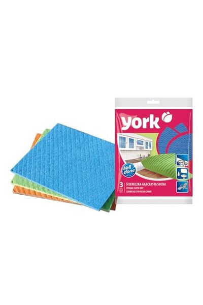 YORK 3-Piece Multicolour Sponge Cloth Set – Compact, Absorbent & Reusable (1.7x2.2x0.3cm)