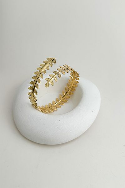 Modex Gold Color Row Leaf Detailed Arm Accessory (Diameter:9Cm)