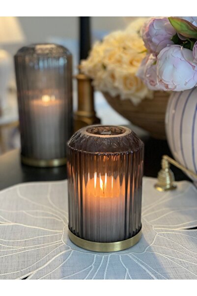 Dekordan House Füme Kristal Şamdan