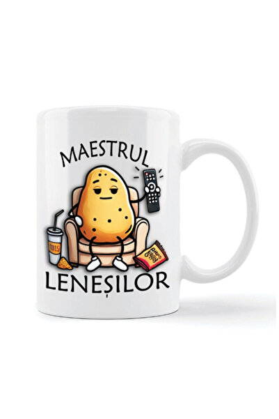 OEM Cană albă personalizată, Maestrul Leneșilor, INOVATIX®. 330ml