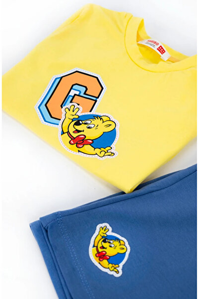 Haribo Boy's Combed Cotton Shorts Suit / Yellow - Blue