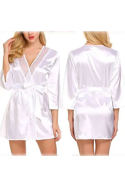 Muchmy Women's Nighty Comfortable Satin And Lace Girls Nightwear Set With Knotted Closure