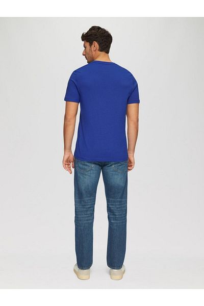 s.Oliver Men's Cotton Crew Neck T-shirt, Logo, Dark Blue, L