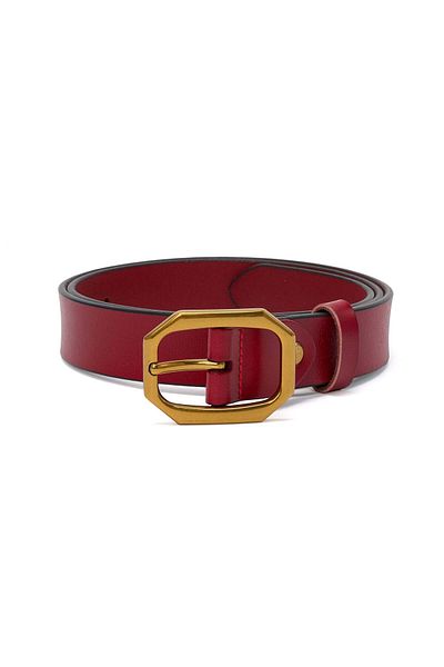 JOLAR. Women's belt, JOLAR. elegant natural leather, classic gold buckle, 108 cm BZ-48 Red