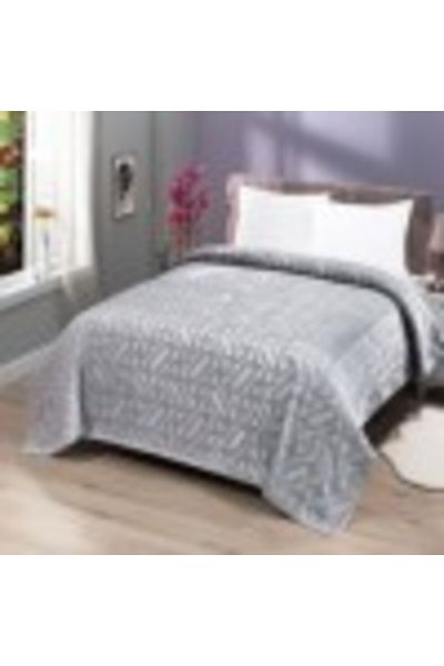mink tekstil Embossed Blanket 200x220cm, Monk, Geometric Gray