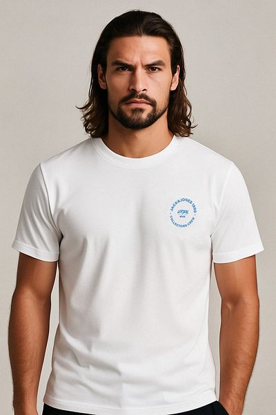 Jack & Jones Ανδρικό μπλουζάκι με λογότυπο με λευκό μανίκι T-skin