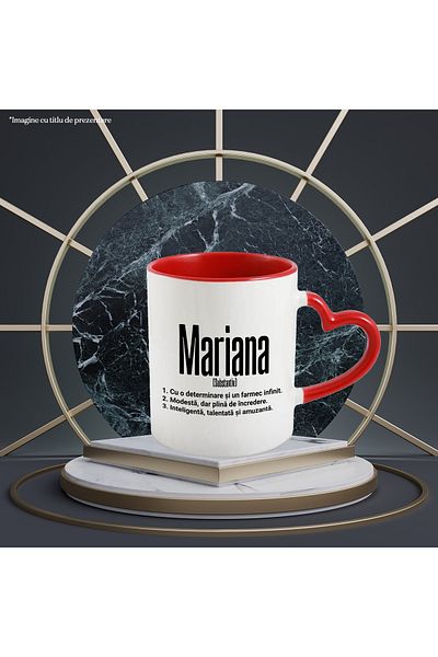 StoryGift Romania Mug With the Name Mariana, and Motivational Message, Determination, Modesty, Intelligence, With, STG.
