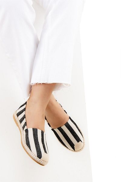 Fox Shoes Black White Striped Women's Shoes D280250005