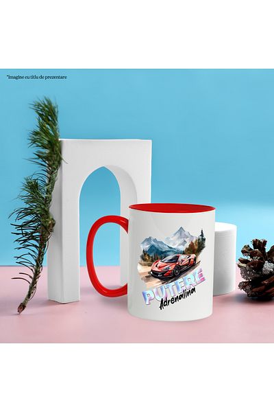 StoryGift Romania Mug With Adrenaline Power Message, Sports Car, Mountain, Forest, Multicolor 330 ml,, With ,STG.