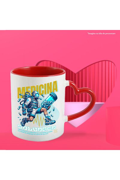 StoryGift Romania Cana Medicina Salvarea Omenirii Santate Om Cu Pastile, 330ml, Ceramica Cu Maner , Cu ,stg