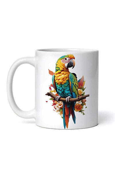 OEM Εξατομικευμένη λευκή κούπα, Παπαγάλος σε κλαδί, INOVATIX®. 330ml