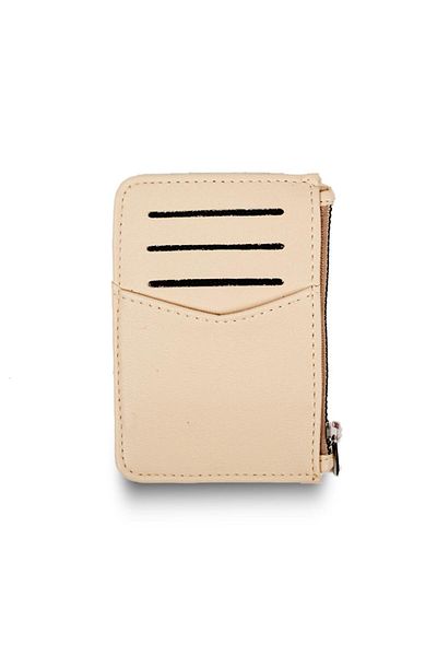 Mio Gusto Beige Color Zippered Card Holder Women's Wallet