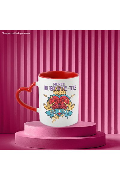 StoryGift Romania Heart Mug with Doves Arrow Always Love You, 330ml, Ceramic with Heart Handle, With,STG.
