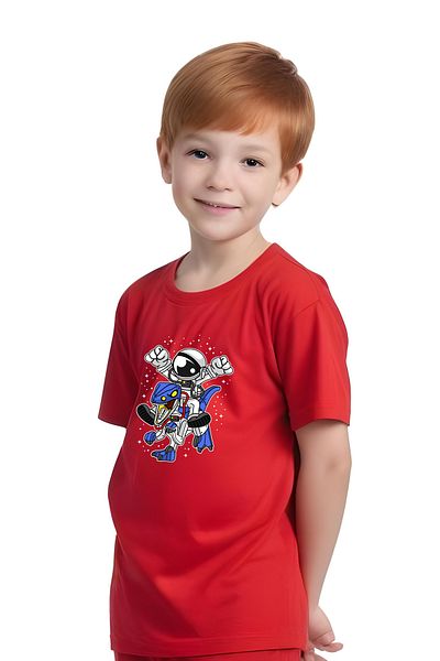 FYK KİDS Children's Tee-Shorts Astranote Printed Bottoms Suit